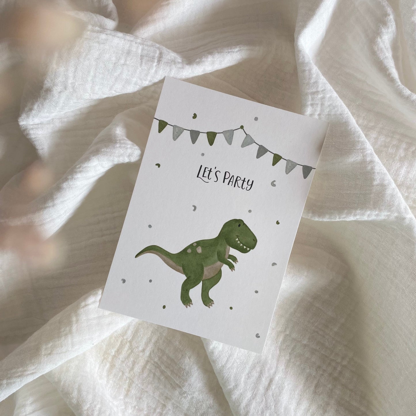 Postkarte Let‘s Party „T-Rex“