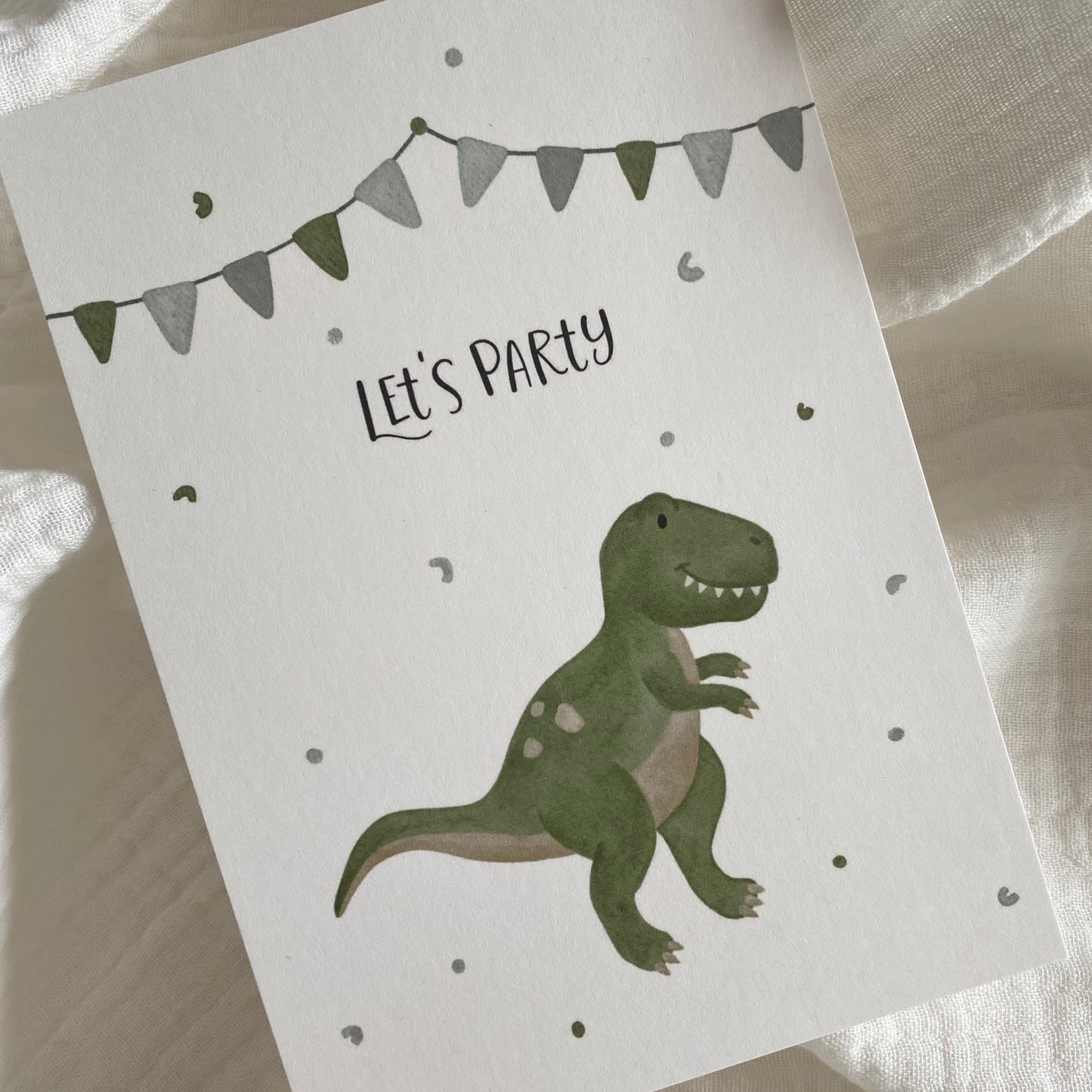 Postkarte Let‘s Party „T-Rex“