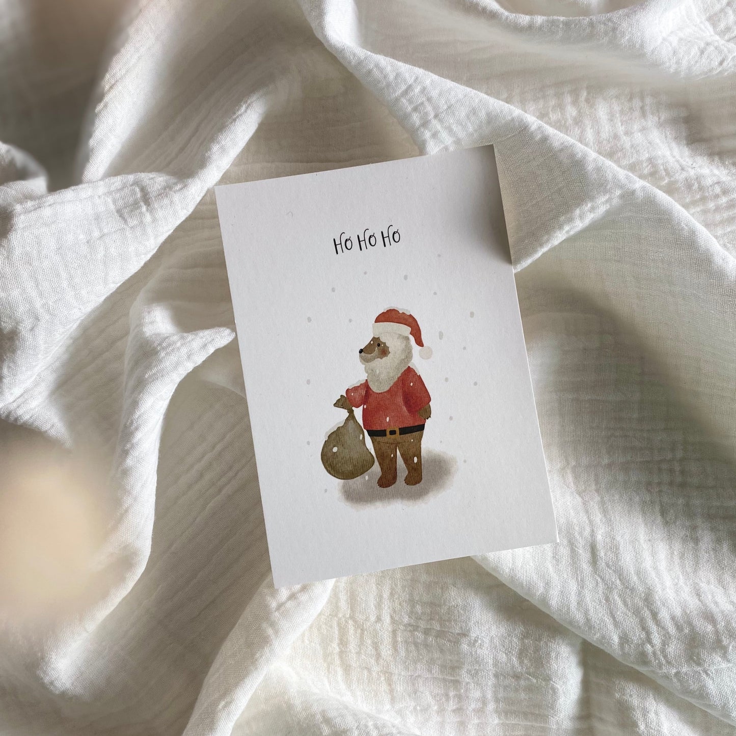 Postkarte Ho Ho Ho „Weihnachtsbär“