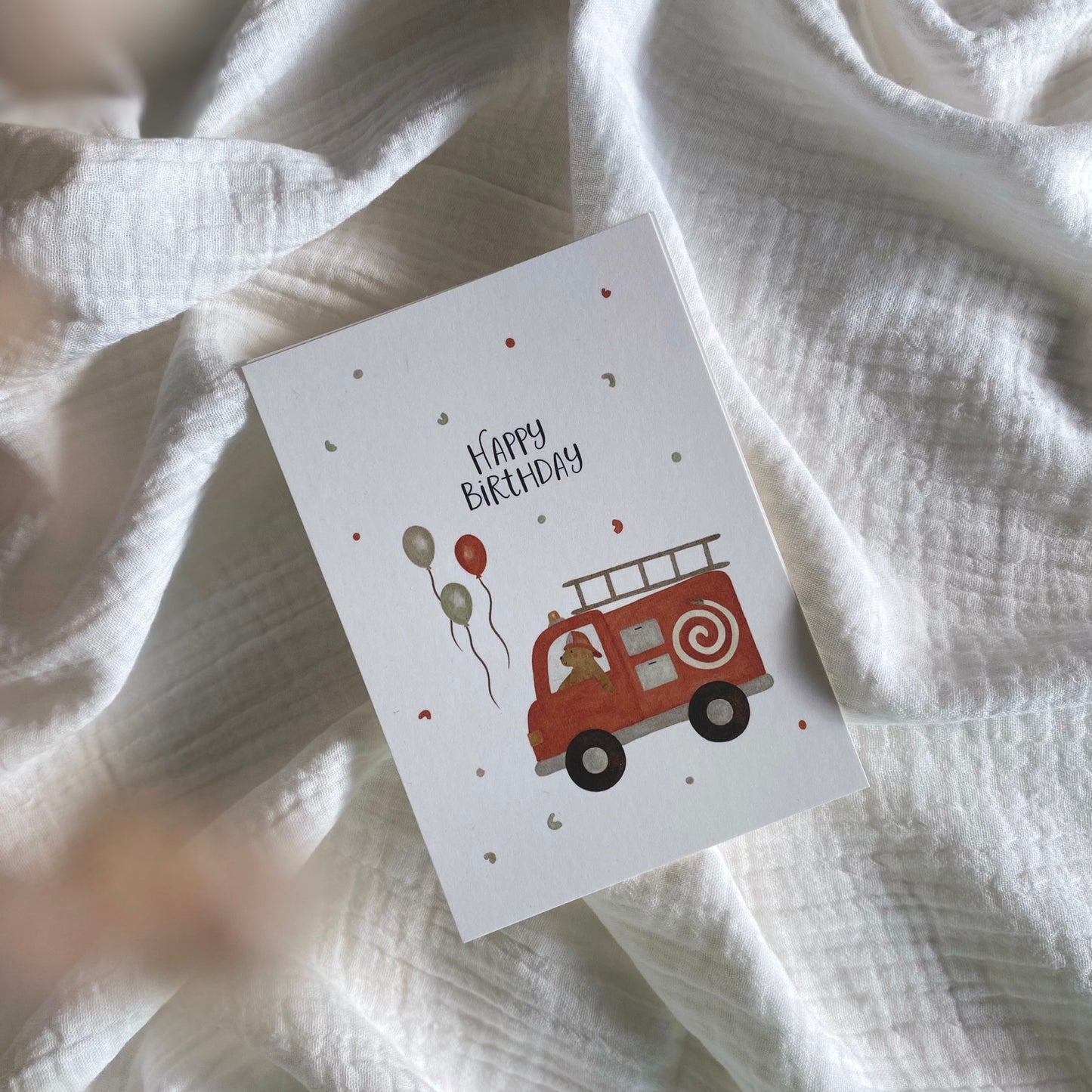 Postkarte Happy Birthday „Feuerwehr“