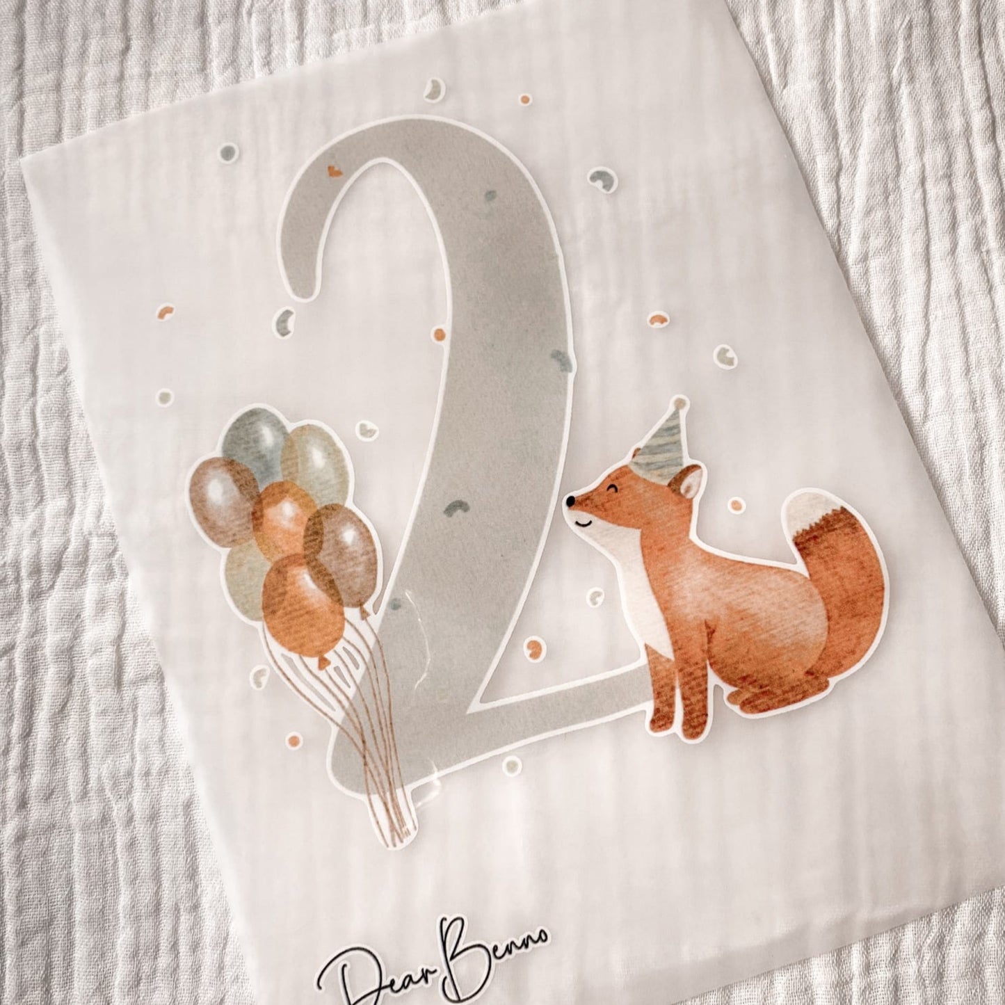 Iron-on patch birthday fox