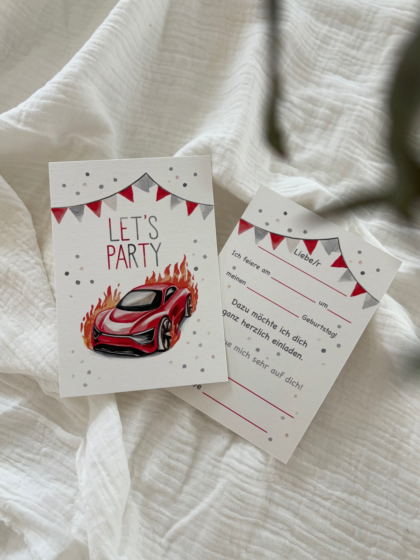 Einladungskarte Rennauto