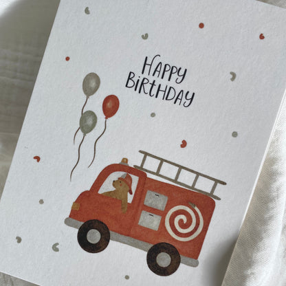 Postkarte Happy Birthday „Feuerwehr“
