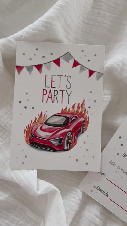Einladungskarte Rennauto